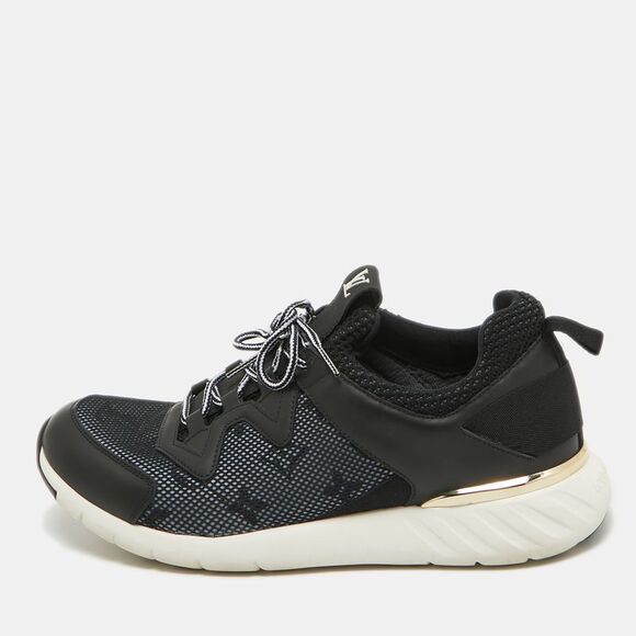 Louis Vuitton Black Mesh and Leather Aftergame Sneakers Size 40 - Picture 1 of 4